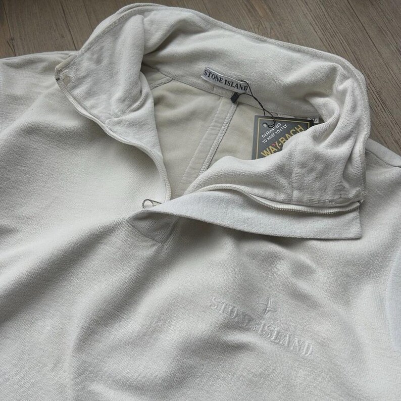VINTAGE | 1987 S/S Stone Island 1/4 Zip Hooded Sweater sz XL image 4