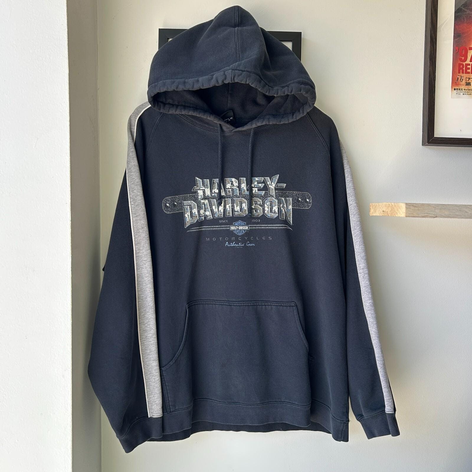 Sweat HARLEY DAVIDSON Vintage 1990 Taille 2XL - USA, Motif "Motorcycles Since 1903", Occasion Très Bon état