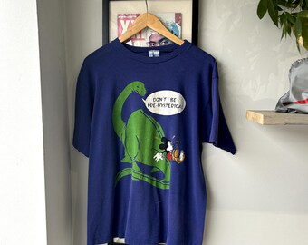 VINTAGE 1980s | Mickey Mouse Walt Disney Dinosaur Graphic T-Shirt M Adult