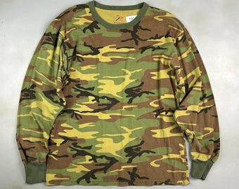 VINTAGE | Military Army Camo Long Sleeve T-Shirt sz M Adult
