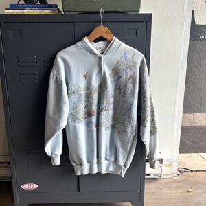 VINTAGE 90s | Art Unlimited All Over Print Nature Theme Sweater sz M Adult