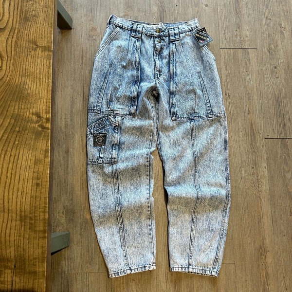 VINTAGE 90s | Gitano Light Acid Wash Loose Fit w Tapper Jeans Pants sz W30 L30