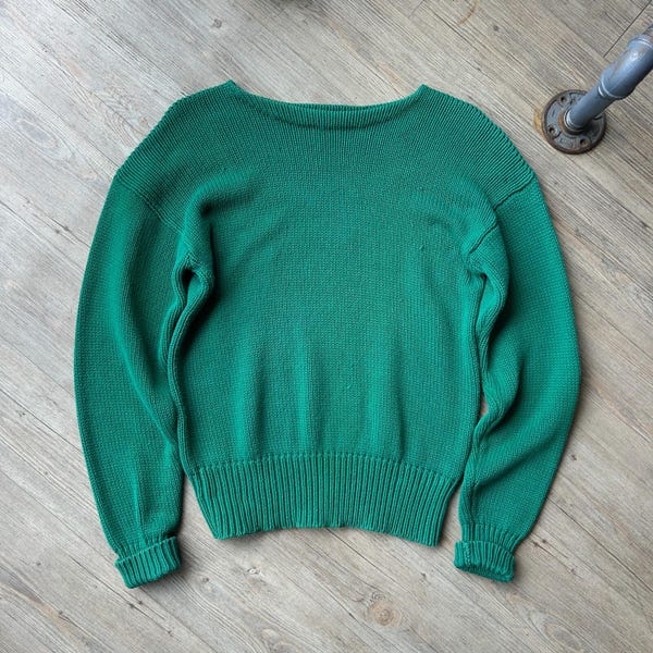 VINTAGE 80s 90s | Ralph Lauren Polo Cotton Chunky Knit Sweater sz M