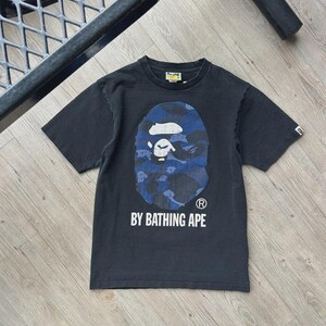 741 BAPE Border LS Tee Navy/Brown Logo Bape Shirt Blue - Etsy