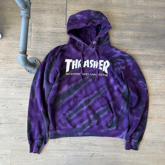 VINTAGE | Thrasher Magazine Purple Tye Dye Hoodie Sweater Sz