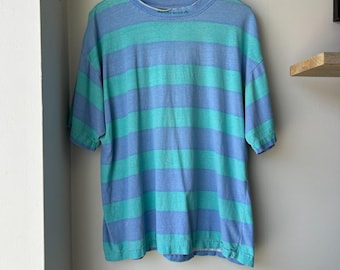 VINTAGE 80s | Gotcha Surfing Faded Striped T-Shirt sz L