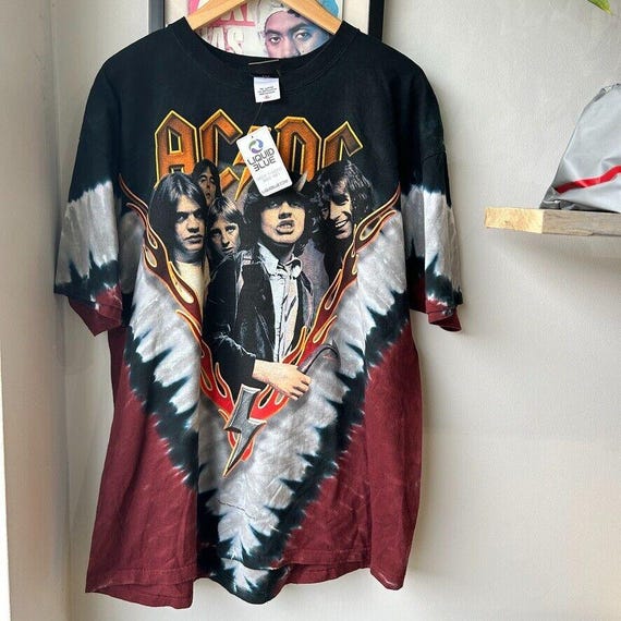 【KOOLOSET】Vintage ACDC Dying Half Tee AC/DC Highway to Hell Tie Dye: Rock 'n' Roll Rebellion in a