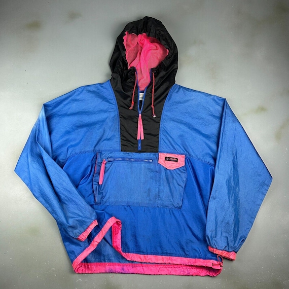 VINTAGE 90s Columbia Ripstop 1/2 Zip Radial Sleeve Anorak Jacket