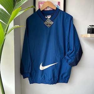 VINTAGE 90s | NIKE Big Swoosh Pullover Windbreaker Jacket Sz S