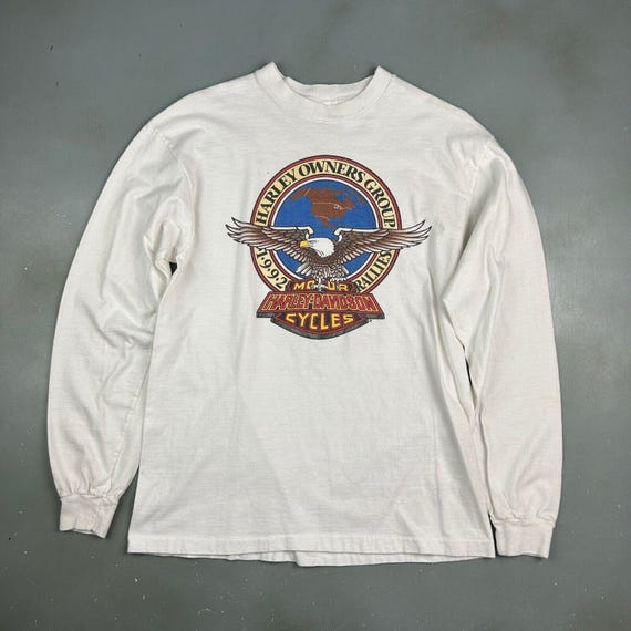 VINTAGE 1992 | Harley Davidson Owners Group Long Sleeve T-shirt Sz