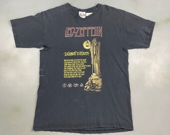VINTAGE Led Zeppelin StairWay To Heaven Distressed Band T-Shirt sz M Men Adult