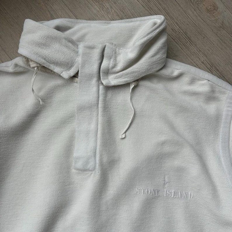 VINTAGE | 1987 S/S Stone Island 1/4 Zip Hooded Sweater sz XL image 2