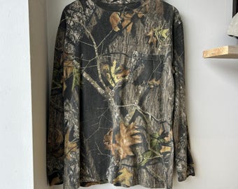 VINTAGE | Mossy Oak Real Tree Camo Long Sleeve T-Shirt sz L