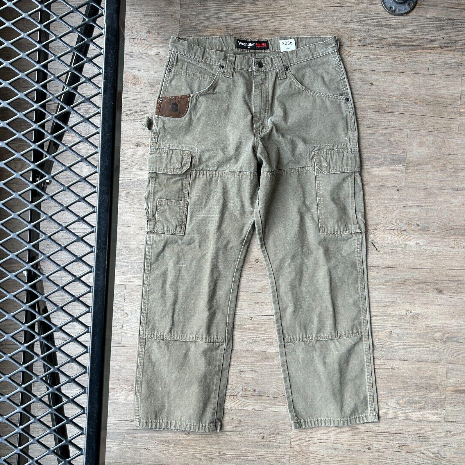 VINTAGE Wrangler Riggs Double Knee Cargo Workwear Pants Sz W34