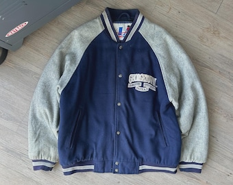 VINTAGE 90s | Georgetown Hoyas Logo Athletic Wool Bomber Jacket sz M/L