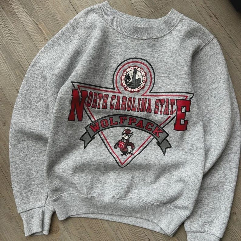 VINTAGE 90s | North Carolina State Wolf Pack University Crewneck Sweater sz S image 2