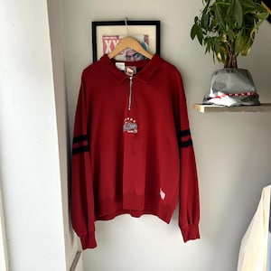 VINTAGE 90s Roots NHL All Star Game Quarter Zip Sweater sz XL Made In Canada