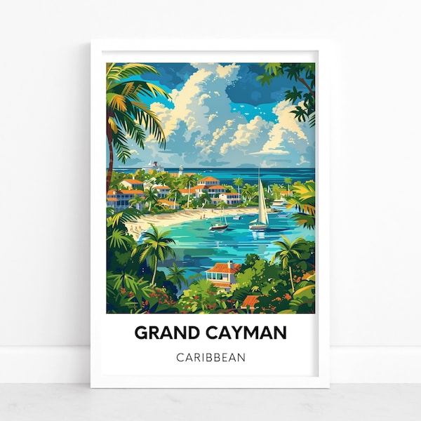 Cayman Island Travel Poster | Caribbean Travel Print | Grand Cayman | Travel Poster | Water color Art | Digital Download printable Wall Art