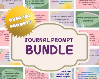 Digital Journal Prompt Bundle, Love Journal Prompt Cards, Self Reflection Diary, Creative Journal Prompts for Good Days and Gratitude