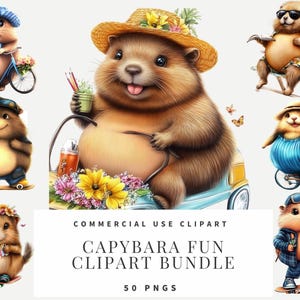 Png Capybara Summer Fun Beach Biking Skateboarding Clipart Bundle Instant Download Paper Crafts Junk Journal Scrapbooking Wallart Printables