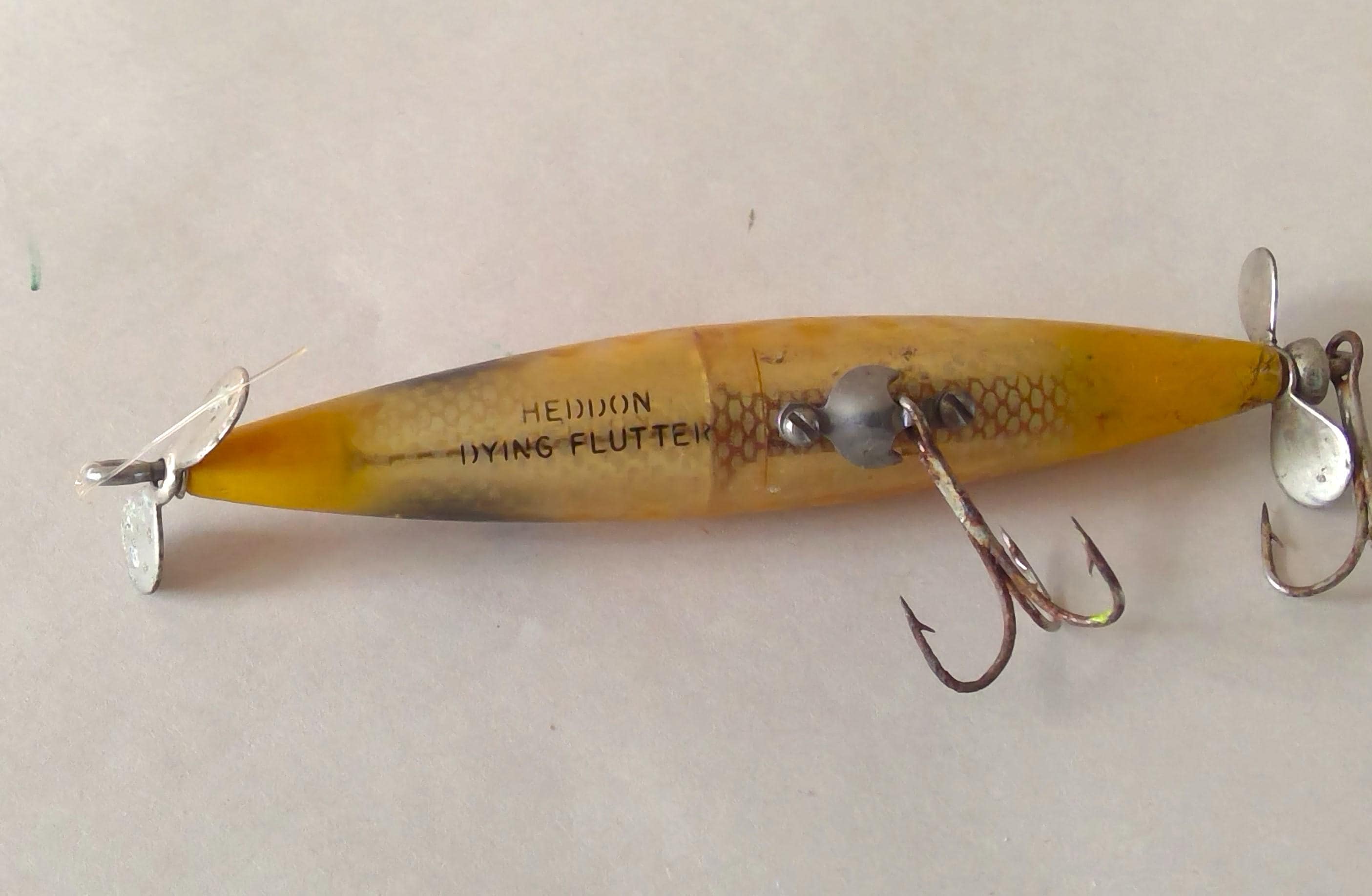 1950s Heddon Dying Flutter Double Prop 4