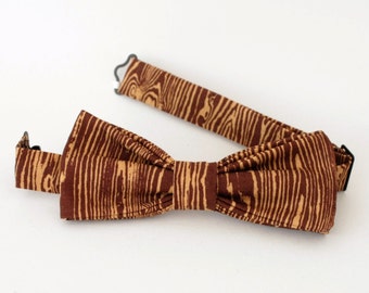 Light and Dark Brown Wood Grain Man's Bow Tie, Faux Bois Boy's Bow tie,Toddler, Boy, Teen, Wedding Bow Tie, Formal wear, Adjustable Bowtie,