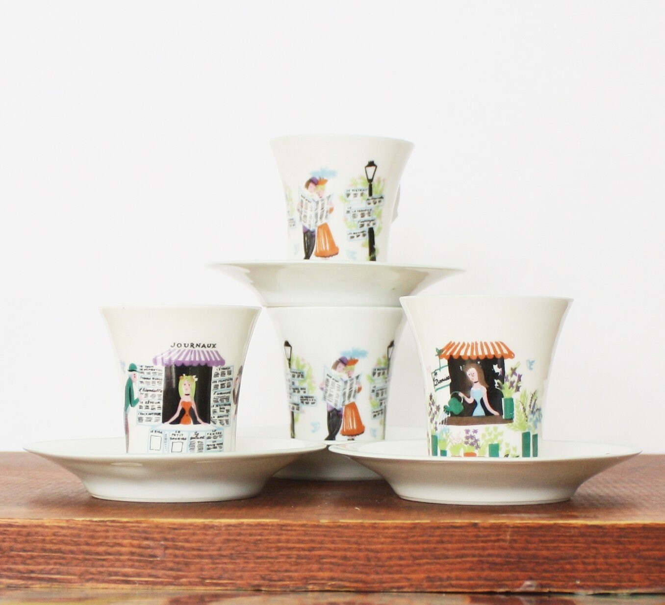 Vintage Raymond Limoges Lovers Trio Porcelain Demitasse Cup and