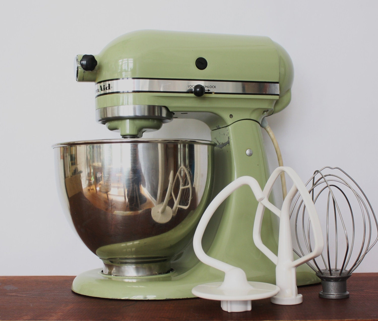 Vintage Avocado Green Kitchenaid Standing Mixer With Bowl and