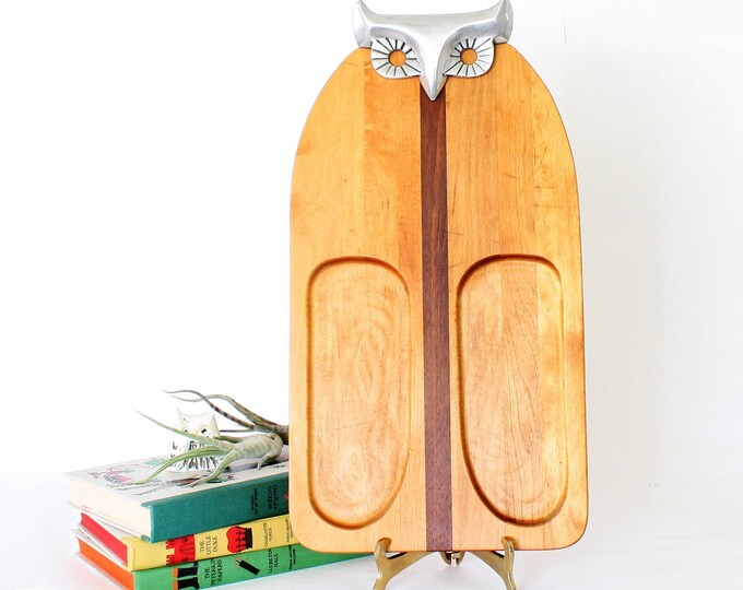 Vintage Wooden Owl Cutting Board Owl Wood Cheese Serving Etsy