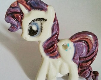 My Little Pony Rarity Handmade Ceramic Ornament, Medallion or Magnet Fan Art Geekery Ponyvillle