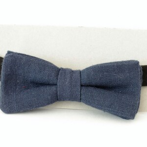 Navy Blue Linen Men&#39;s Bow Tie, Boy&#39;s Bow tie, Toddler, Boy, Teen, Wedding Bow Tie, Formal wear, Adjustable Bow tie, Linen Bow Tie