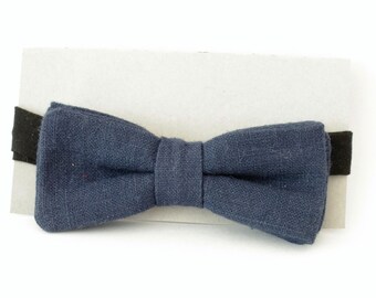 Navy Blue Linen Men's Bow Tie, Boy's Bow tie, Toddler, Boy, Teen, Wedding Bow Tie, Formal wear, Adjustable Bow tie, Linen Bow Tie