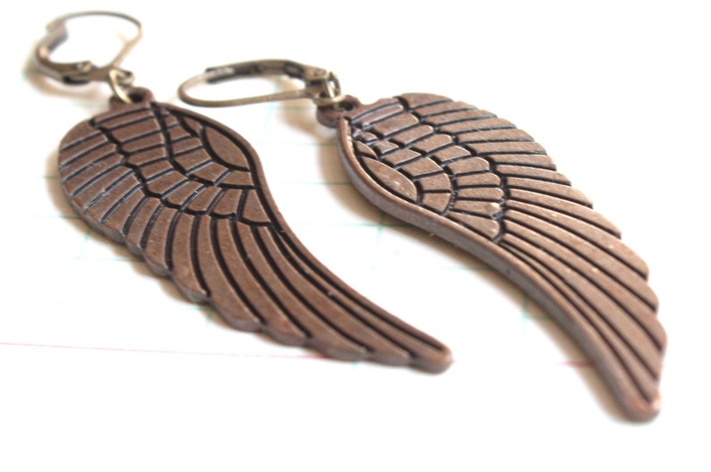Bronze Angel Wings Earrings Neovictorian Nature Inspired Etsy