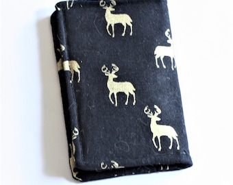 Stag Patronus Charm Mini Wallet, Metallic Gold and Black Deer Wallet, I D Card Holder, Gift Card Case, Card Carrier, ID case