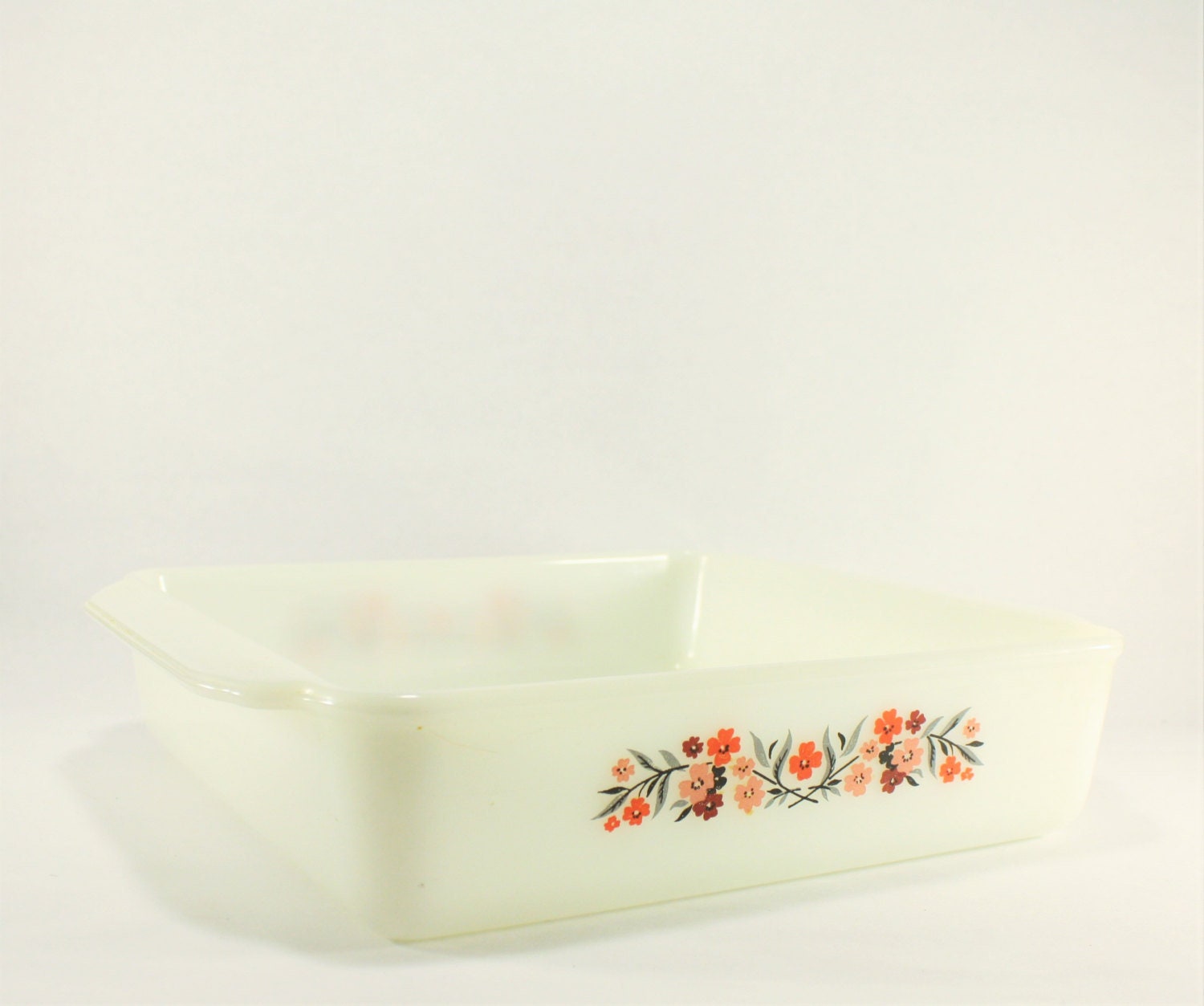 Vintage Fire King Primrose Pattern Milk Glass Baking Pan Etsy