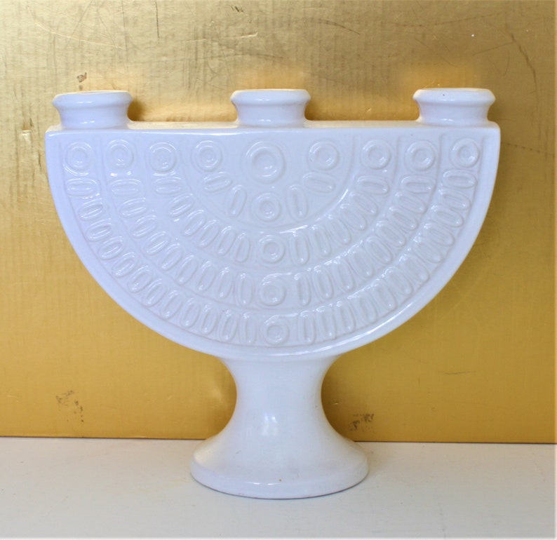 Rare Vintage Knabstrup Candelabra, Danish Modern Candelabra, Knabstrup Keramic Candle Holder, Geometric Design, Mid Century Pottery Denmark image 3