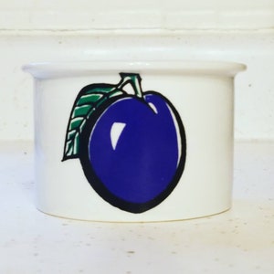 Vintage Arabia Finland Tutti Frutti PLUM Jar designed by Ulla Procope , Scandinavian modern design Suomi retro serving Finland