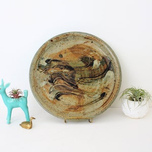 Vintage Large Ceramic Studio Pottery Plate, MCM Ceramic Platter ,Vintage Handmade Pottery,Organic Design,Mid Century Pottery,Interior Design