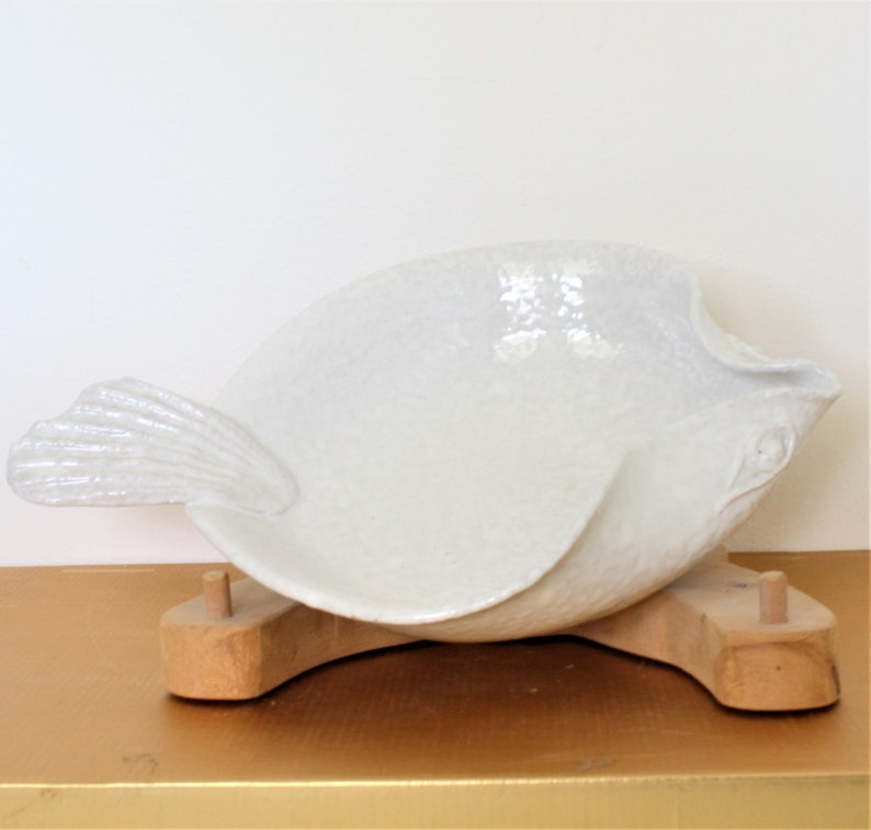 Vintage Ed Langbein Original Mid Century Modern Fish Ceramic Bowl, Vintage Mod Fish Tray, Ed E Langbein Italy Fish Dish, Mcm Ceramics image 4