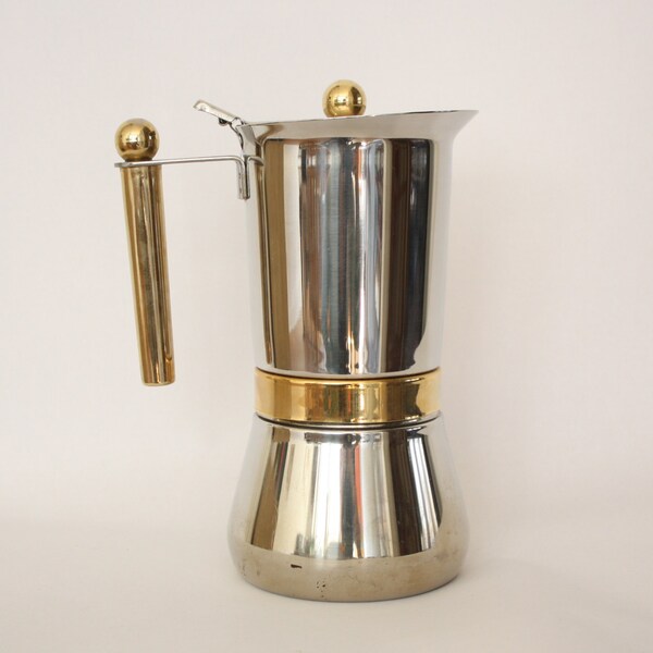 Vintage Vev Vigano 6-espresso Cup Stainless Steel Stovetop Espresso Coffee Maker INOX