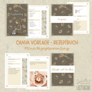 DIY Recipe Book Template for Canva - Digital Cookbook to Fill Out - Your Personal Recipe Collection, Printable Template, Green Design DIN A4