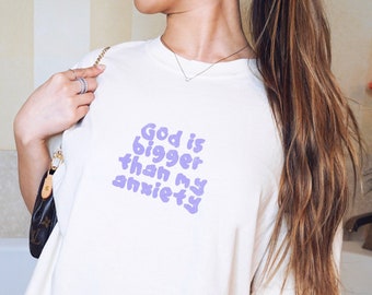 不安なしのTシャツ | Christian Comfort Colors® Tシャツ、美的、90年代、2000年代、Y2K Tシャツ、宗教的な贈り物、敬虔なシャツ、信仰に基づいたTシャツ