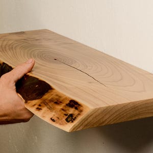 Live Edge Rustic Floating Heavy Duty Wood Shelf for Bathroom or Kitchen Raw Edge Wooden Rustic Floating Timber Shelf