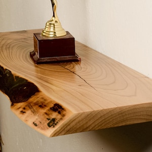 Estantes de pared flotantes de madera dura Live EDGE de nogal hechos de decoración de pared de madera de nogal para sala de estar Estantes flotantes montados en la pared