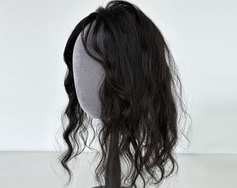 3.5×5.5'' Mesh Base Human Hair Topper | V-Shape Hairline Hand-Hooked Small Curls Volume