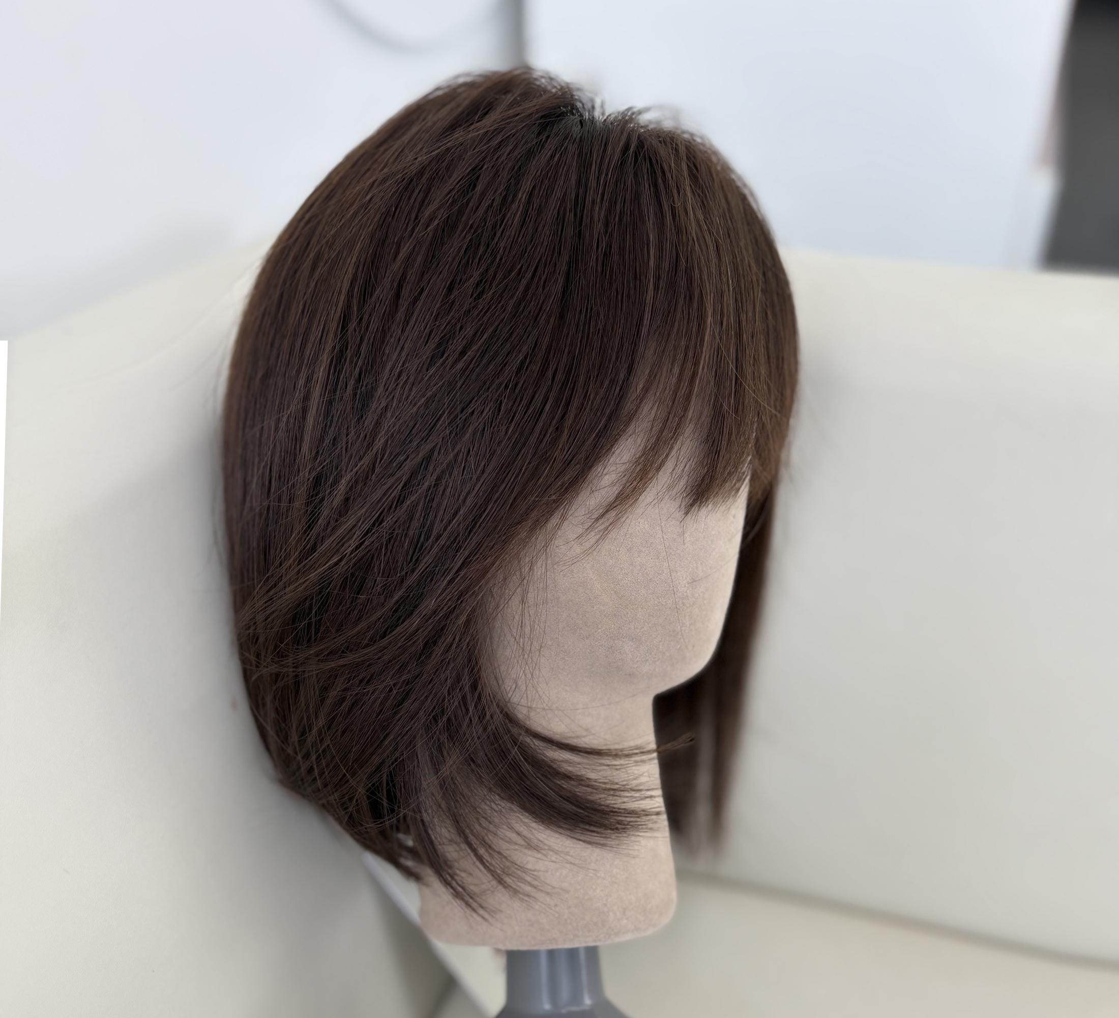 Brown bob wig petite small head children wig adult Eyefanniy Brown Bob Human Hair Wig 10 Inch 150% Density HD  main image 4