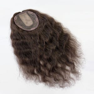 16x16cm large full silk center part based, 100% human hair, natural small curly, with 5 clips, suitable for people with large area hair loss