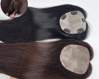 Natural Black Full Silk Base Human Hair Topper 12×13cm Hair Loss Cover