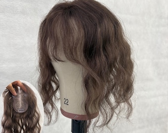 Curly HD Lace Human Hair Topper, Face-Framing Fringe, Root Volume - 8x11cm
