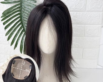 18x20cm Full Silk Base Hair Topper 100% Virgin Human Straight Clip In Hairpiece